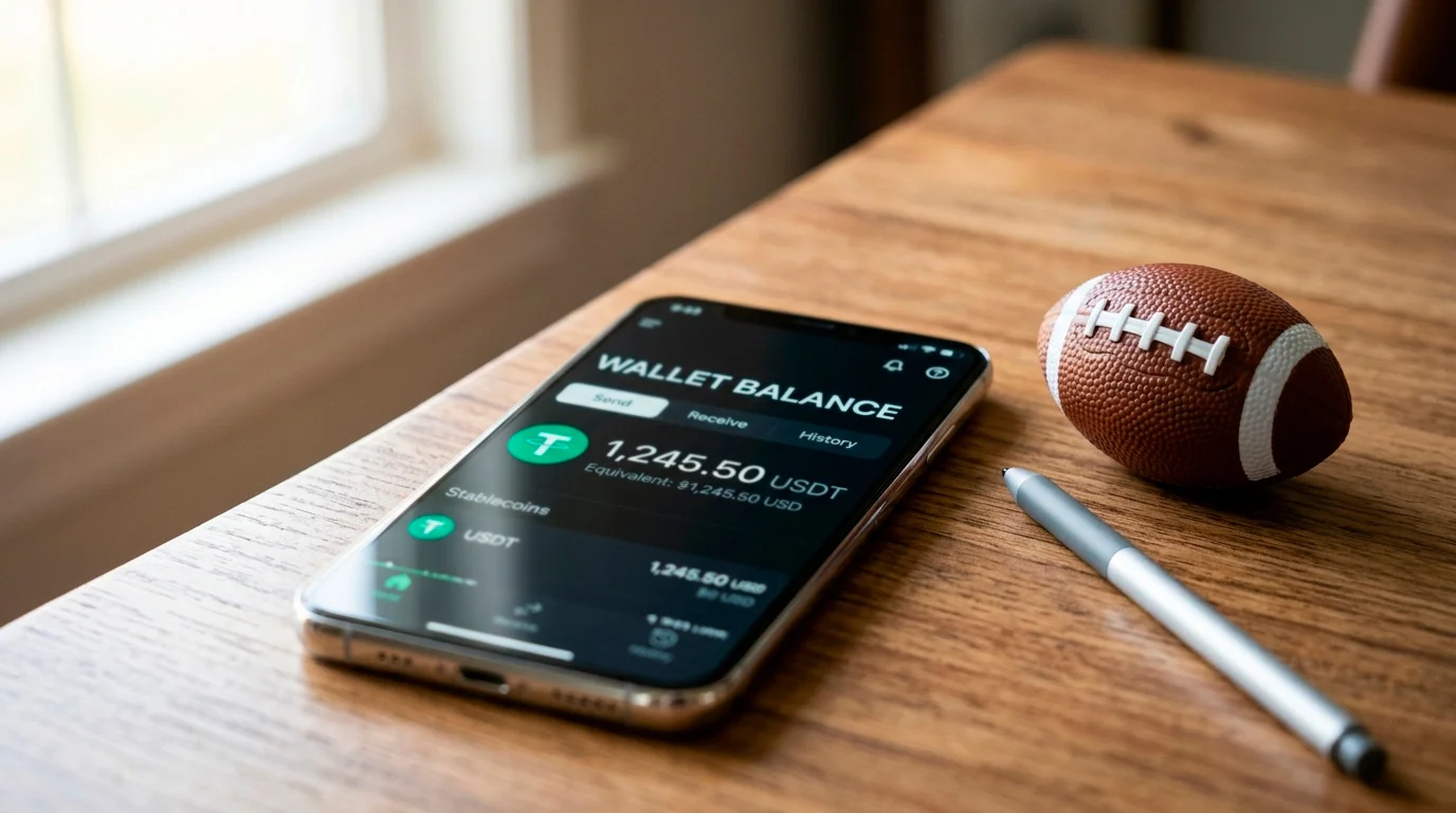 USDT Tether NFL betting guide showing stablecoin transaction flow at crypto sportsbooks